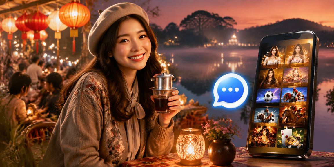 Điện thoại bên ly cà phê Đà Lạt minh họa đăng nhập casino trên mobile